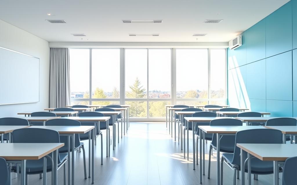 Salle de classe lumineuse et moderne