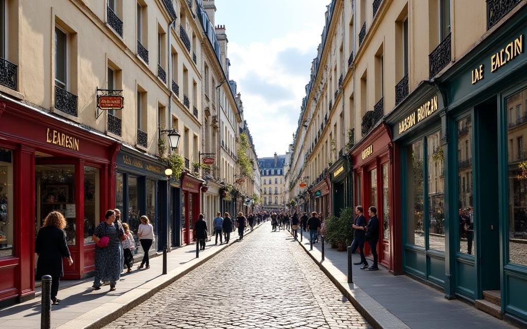 Vue d'une rue pittoresque du Marais, Paris