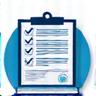Icône de documents et d'un stylo symbolisant l'aide administrative