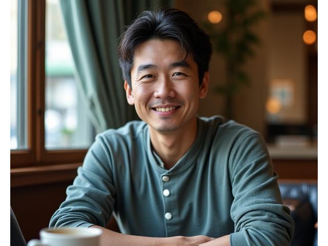 Portrait de Kenji Tanaka, homme japonais, souriant et posé